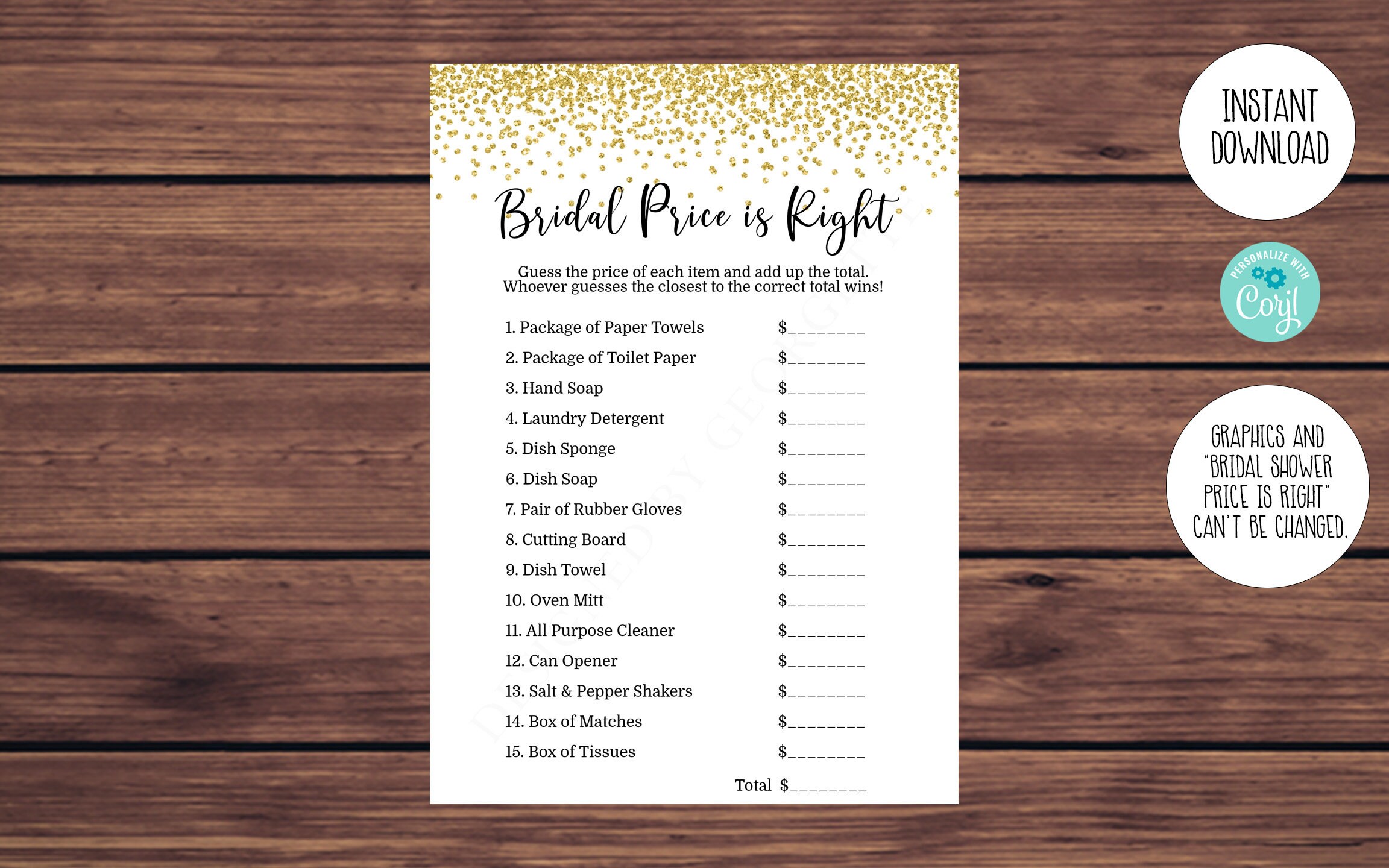 Editable Bridal Price is Right Game Gold Bridal Shower Game - Etsy Finland