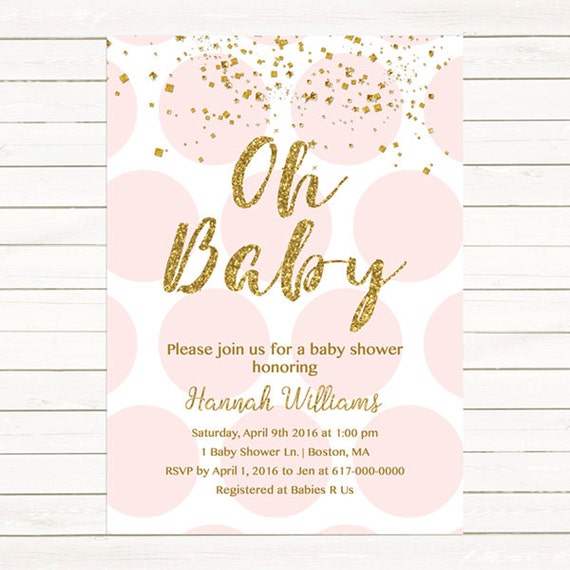 pink and gold baby shower invitations