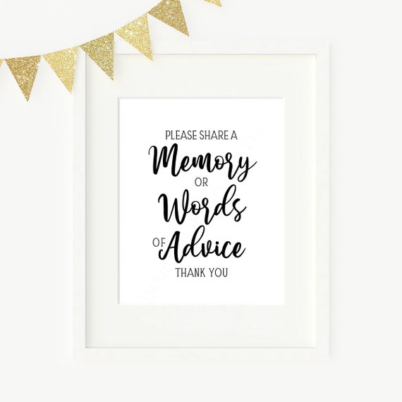 Share a Memory or Advice Sign, Advice Sign Bridal Shower Wedding Sign Printable, Instant Download 505 Il_570xn