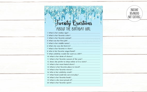 Twenty Questions About The Birthday Girl Blue Questions How Well Do You Know The Birthday Girl Adult Instant Download 123 By Designed By Georgette Catch My Party Twenty Questions About The Birthday Girl Blue Questions How Well Do You Know The Birthday Girl Adult Instant Download 123 By Designed By Georgette Catch My Party