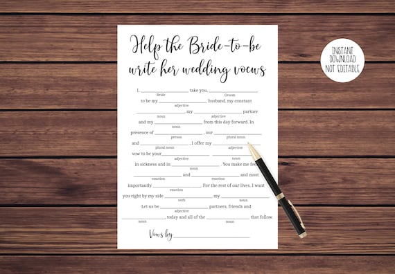 Wedding Vows Game Bridal Shower Mad Libs Wedding Mad Libs Instant wedding-vows-game-bridal-shower-mad-libs-wedding-mad-libs-instant