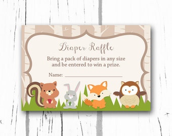 Woodland Baby Shower Diaper Raffle Tickets Woodland Baby Shower Diaper Raffle Insert Card Instant Download Printable