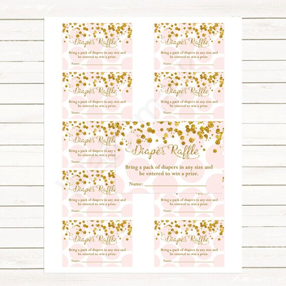 pink gold baby shower diaper raffle tickets confetti and gold baby free printable diaper raffle inserts