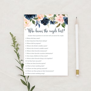 Who Knows the Couple Best Game Blue Pink Floral Bridal Shower Not Editable Instant Download Printable Not Editable 515 image 1