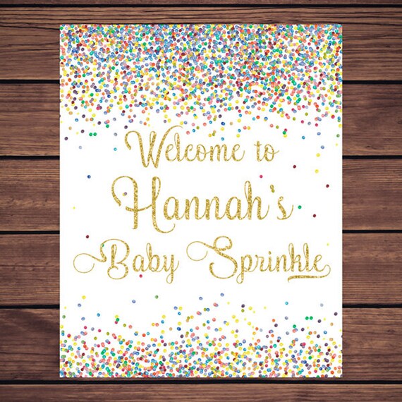 Confetti Baby Shower Welcome Sign, Confetti Gold Baby Shower Welcome Sign , Baby Sprinkle Welcome Sign Print Printable Il_570xn