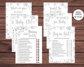 Baby Shower Game Bundle, Silver Snowflake Mommy or Daddy, Boy or Girl, Wishes for Baby, Baby Shower Games, Not Editable Download 504 Il_170x135