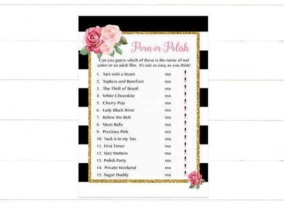 Black Party Porn Bride - Porn or Polish Bridal Shower Game Roses Porn or Polish Game - Etsy Ireland