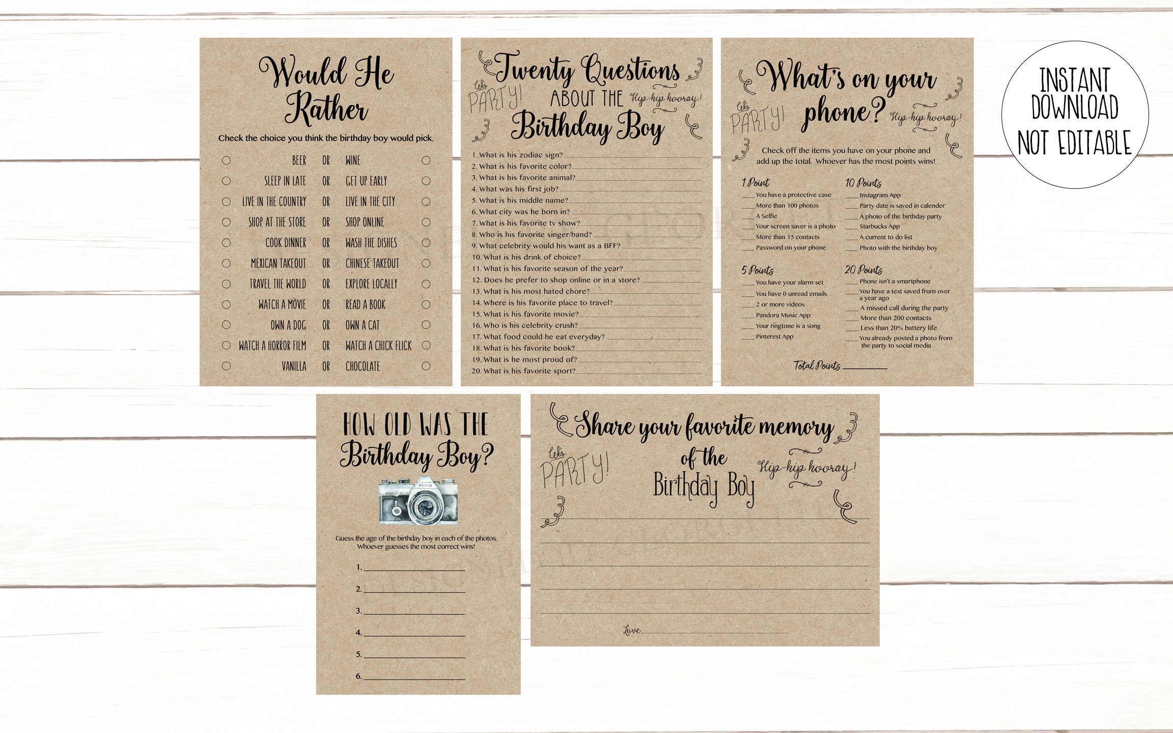 Adult Birthday Game Bundle for Him Whats in Your Phone - Etsy