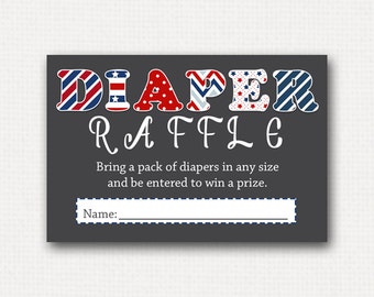 Red White and Blue Baby Shower Diaper Raffle Tickets Cards Insert 4th of July Baby Shower Diaper Raffle Instant Download PDF Printable