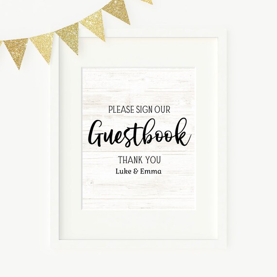 Editable Guestbook Sign, Rustic Guest Book Sign, Printable Editable