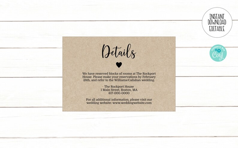 Editable Kraft Wedding Invitation Set Rustic Wedding Invitation 505 Instant Download image 4