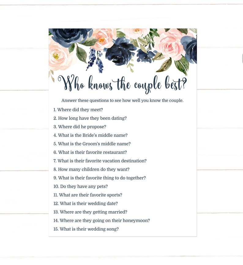 Who Knows the Couple Best Game Blue Pink Floral Bridal Shower Not Editable Instant Download Printable Not Editable 515 image 2