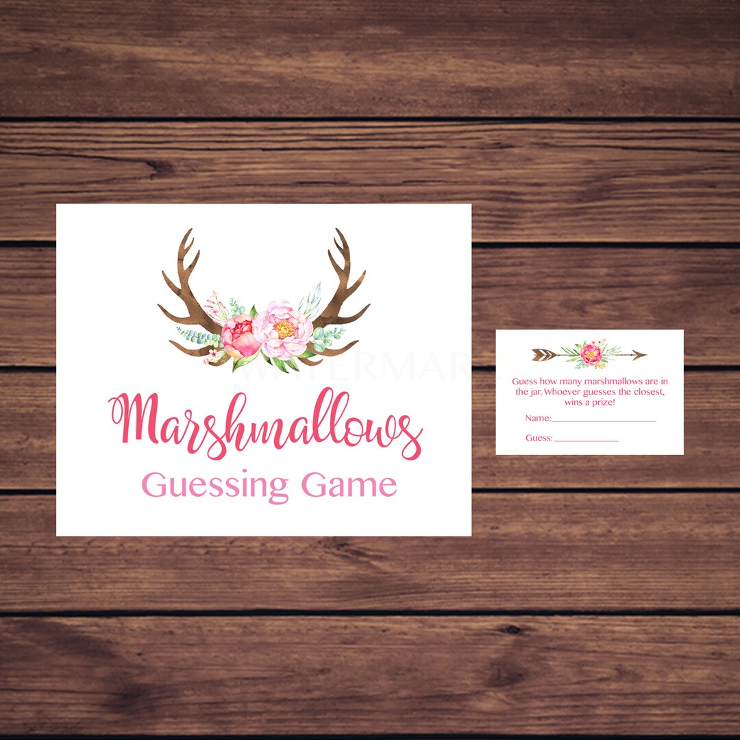 Guess How Many Marshmallows Game Pink Boho Guessing Game Etsy