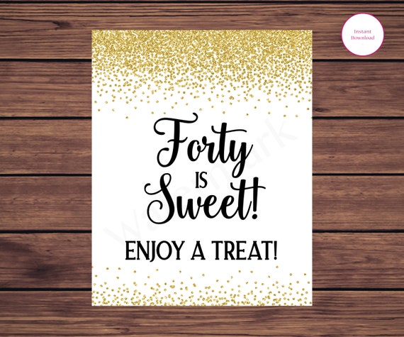 Enjoy a Treat Sweets 40th Birthday 8x10 Printable Sign Dessert Table Purple High Heels Digital INSTANT DOWNLOAD Forty is Sweet