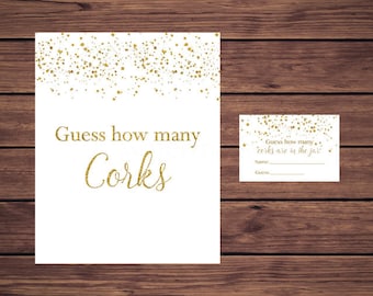 How Many Corks Guessing Game Gold Confetti Corks Guessing Shower Game Gold Confetti Instant Download Printable