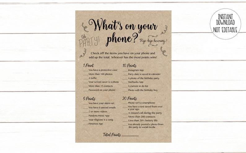 Adult Birthday Game Bundle for Him Whats in Your Phone - Etsy