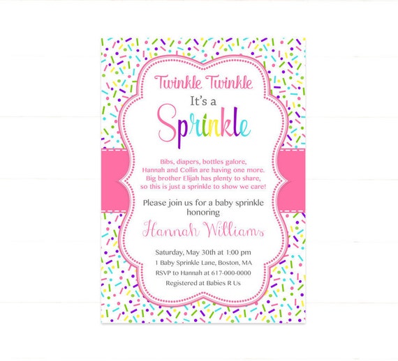 pink baby girl sprinkle invitation, sprinkles pink baby sprinkle  invitation, pink purple blue baby girl sprinkle, printable printable