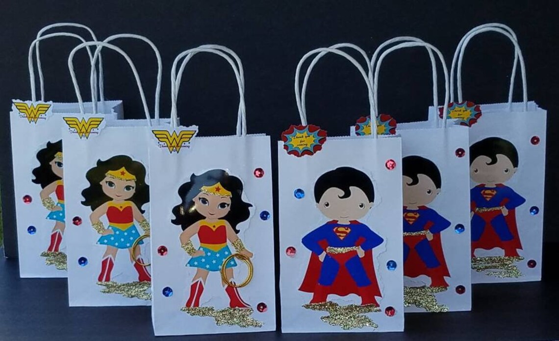 Superhero Favor Bags Superhero Treat Bags 12pc 6pcWonder Etsy