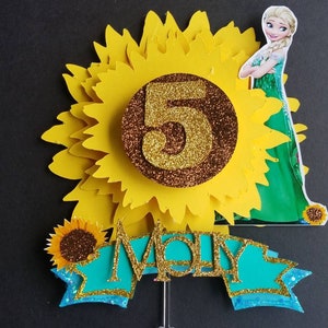 1 pieza de cartulina de Elsa inspirada en Frozen Fever, personalizada con nombre, edad, cumpleaños, adorno para tarta 3D hecho a mano