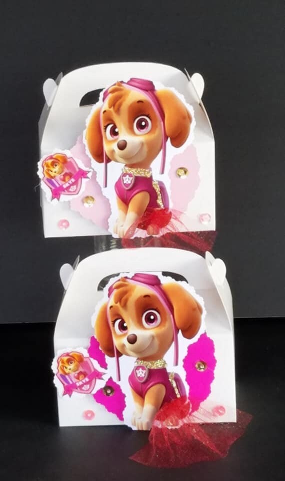 Paw patrol Skye 12pcs treat bags or 10pcs boxes Birthday | Etsy
