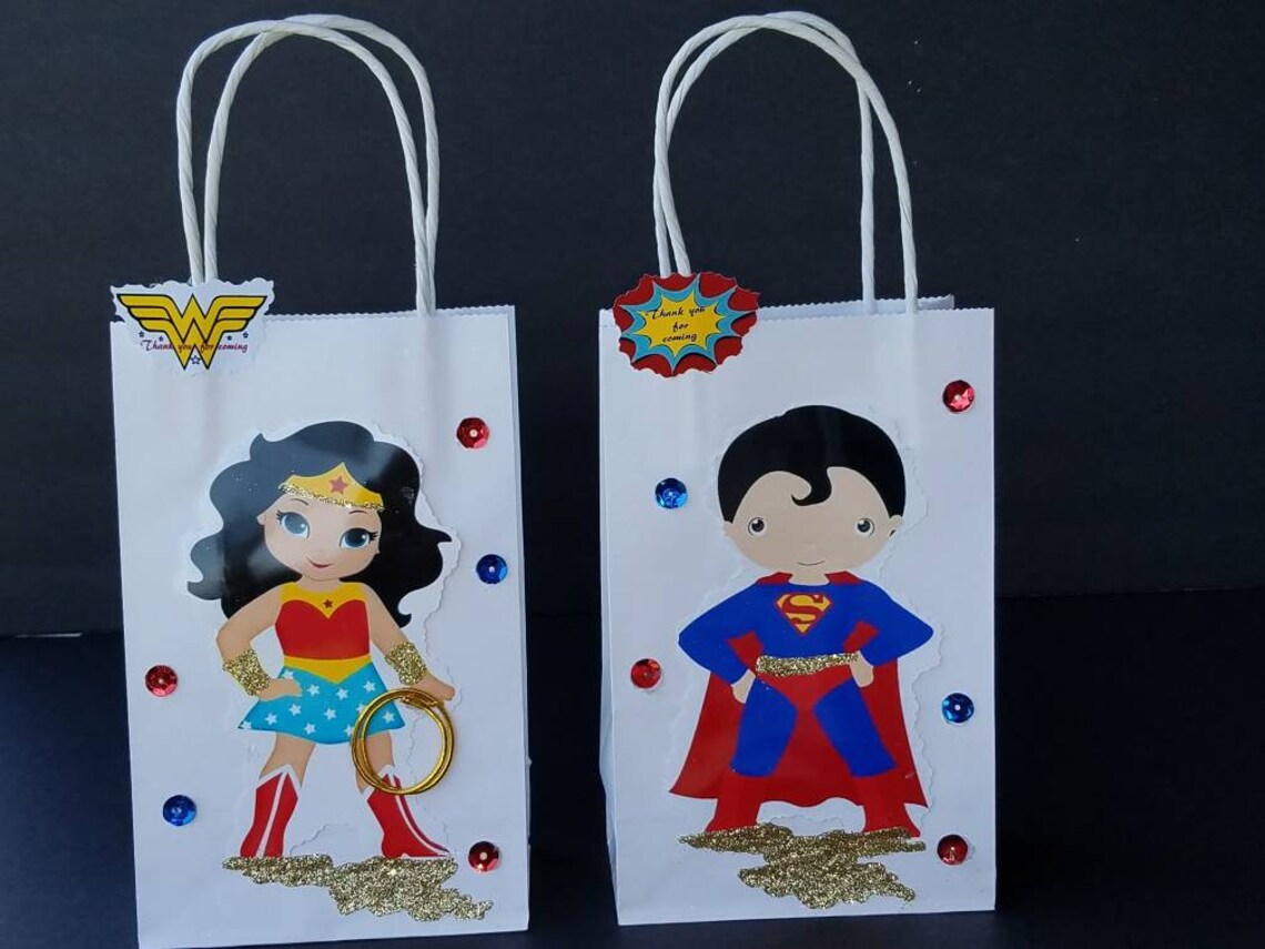 Superhero Favor Bags Superhero Treat Bags 12pc 6pcWonder Etsy