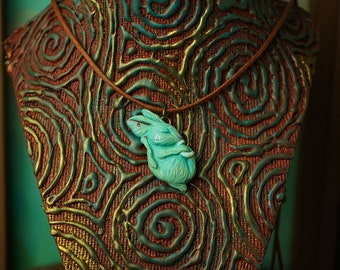 Sleeping Luna Moth Bunny Necklace