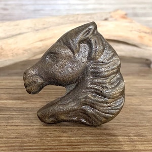 Horse Knob - Bronze Cast Iron Horse Head Drawer Pull - Nursery Decor - Country Kitchen Cabinet Decor - Decorative Knob - Barnyard