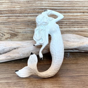 Ivory Antique Cream Mermaid Knob Drawer Handles - Mermaid Tail - Beach Theme - Nautical Nursery decor