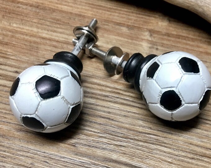Set of 2 Soccer Ball Knobs Soccer Drawer Pull Sports Theme Etsy