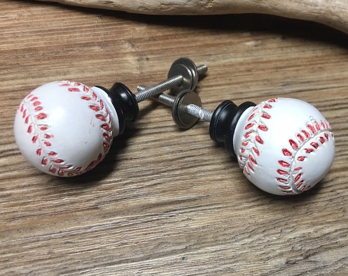 Set of 2 Baseball Knobs Softball or Baseball Drawer Pull Etsy