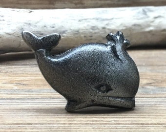 Whale Tail Knob Dark Pewter Grey- Baby Beluga Whale Drawer Pull - Tail - Fin - Beach Theme - Nautical Nursery decor