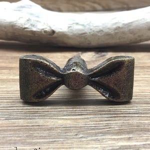 Antique Bronze Metal Bow Knob - Ribbon Bow Drawer Pull - Whimsical Baby Girl Nursery - Cabinet Decor