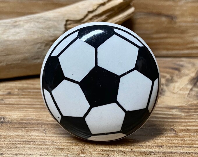 Black and White Soccer Ball Knob Soccer Drawer Pull Sports Theme