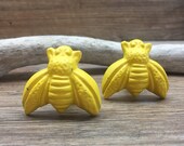 SET OF 2 - Bumble Bee Knobs - Honeybee Cabinet Knob Drawer Pull - Cast Iron Knob - Nature Nursery Decor
