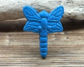 Blue Turquoise Dragonfly Knob - Cabinet Knob Lighting Bug Dragon Fly Drawer Pull - Cast Iron Knob - Nature Nursery Decor