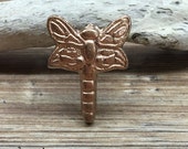 Metallic Copper Dragonfly Knob - Cabinet Knob Lighting Bug Dragon Fly Drawer Pull - Cast Iron Knob - Nature Nursery Decor