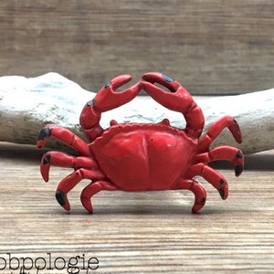 Red Metal Crab Knob - Hermit King Crab Dungeness Pinchers Shell Drawer Pull - Beach Theme - Nautical Nursery decor