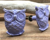 SET OF 2 - Lilac Owl Knob - Antique Bronze Owl Drawer Pull - Cabinet Knob - Furniture Hardware Drawer Pull - Bird Owl Nursery Decor