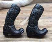 SET OF 2 - Cowboy Boot Cast Iron Knobs - Cowgirl Boots Drawer Pulls - Western Rustic Decor - Cowboy Nursery Theme Decorative Knobs