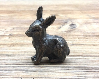 Bunny Rabbit Metal Knob - Nature Forest Fairytale Theme - Decorative Bunny Drawer Pull - Nursery