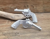 SET OF 2 -Silver Revolver Drawer Knobs Gunmetal Grey Wild West Cowboy Star Gun Knob Western Texas Star - Cowgirl Drawer Pull - Ranch Nursery