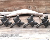 SET OF 4 - Dragonfly Knobs - Cabinet Knob Lighting Bug Dragon Fly Drawer Pull - Cast Iron Knob - Nature Nursery Decor