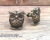 SET OF 2 Owl Knobs Antique Bronze Owl Drawer Pull - Cabinet Knob - Furniture Hardware Drawer Pull - Decorative Knob - Bird Owl Nursery Decor