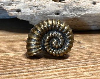 Nautilus Seashell Detailed Metal Knob - Bronze Spiral Sea Shell Drawer Pull - Beach House - Nautical Nursery decor