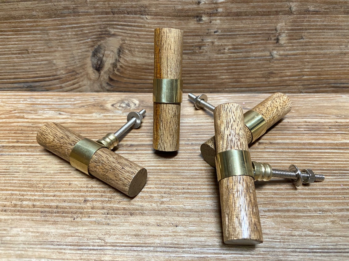 Wood and Brass Loop Drawer Handle Dowel Drawer Pull Etsy