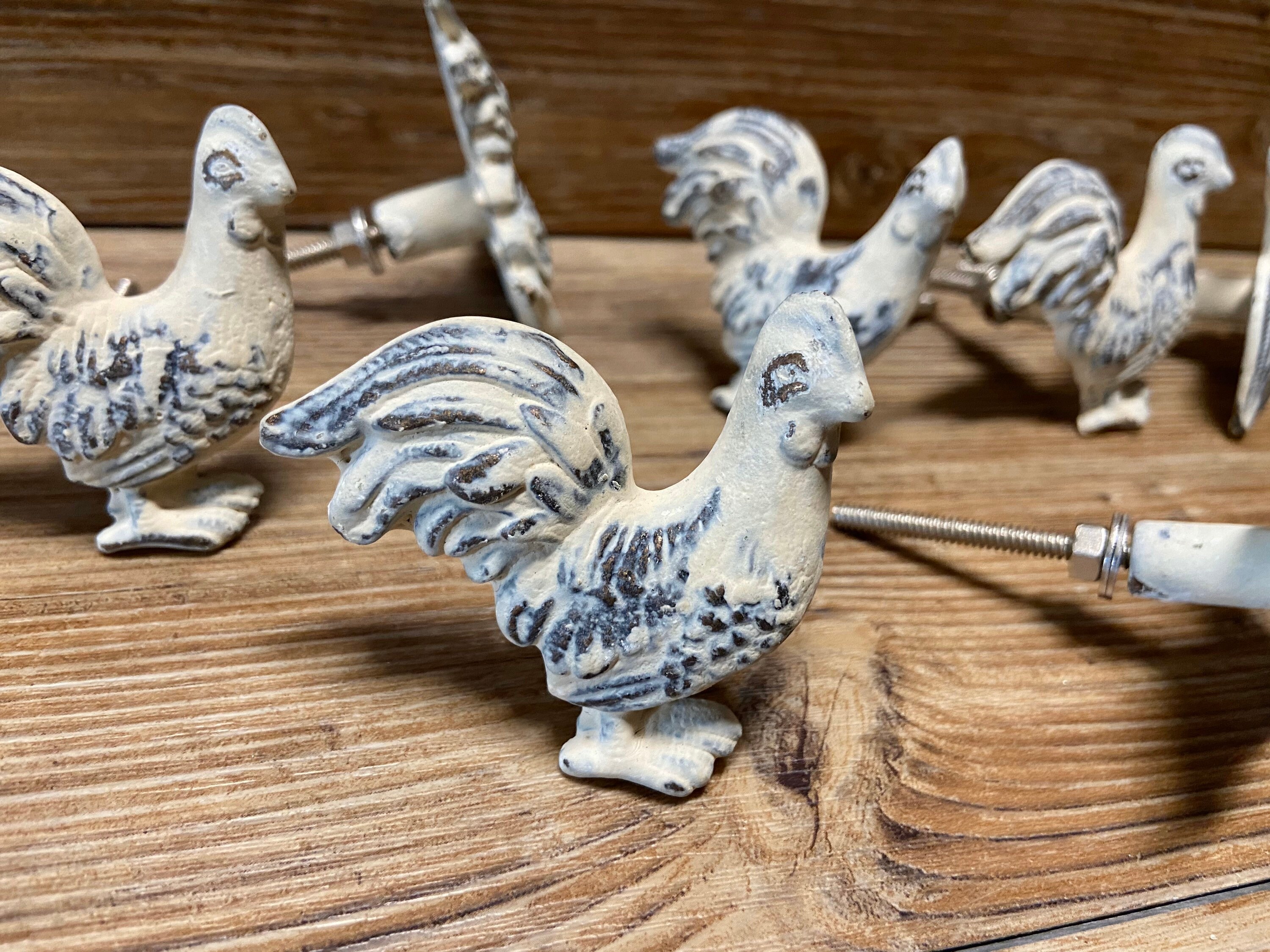 SET OF 8 Perillas de metal de gallo crema en apuros Tirón | Etsy