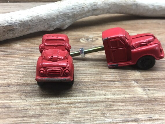 Set Of 2 Red Truck Knobs Vintage Truck Farmhouse Decor Etsy