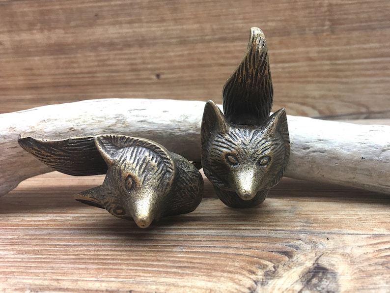 Nature Wildlife Nursery metal Fox Head Drawer Pull Faux Taxidermy Decorative Cabinet SET OF 2 Antique bronze Fox Knobs