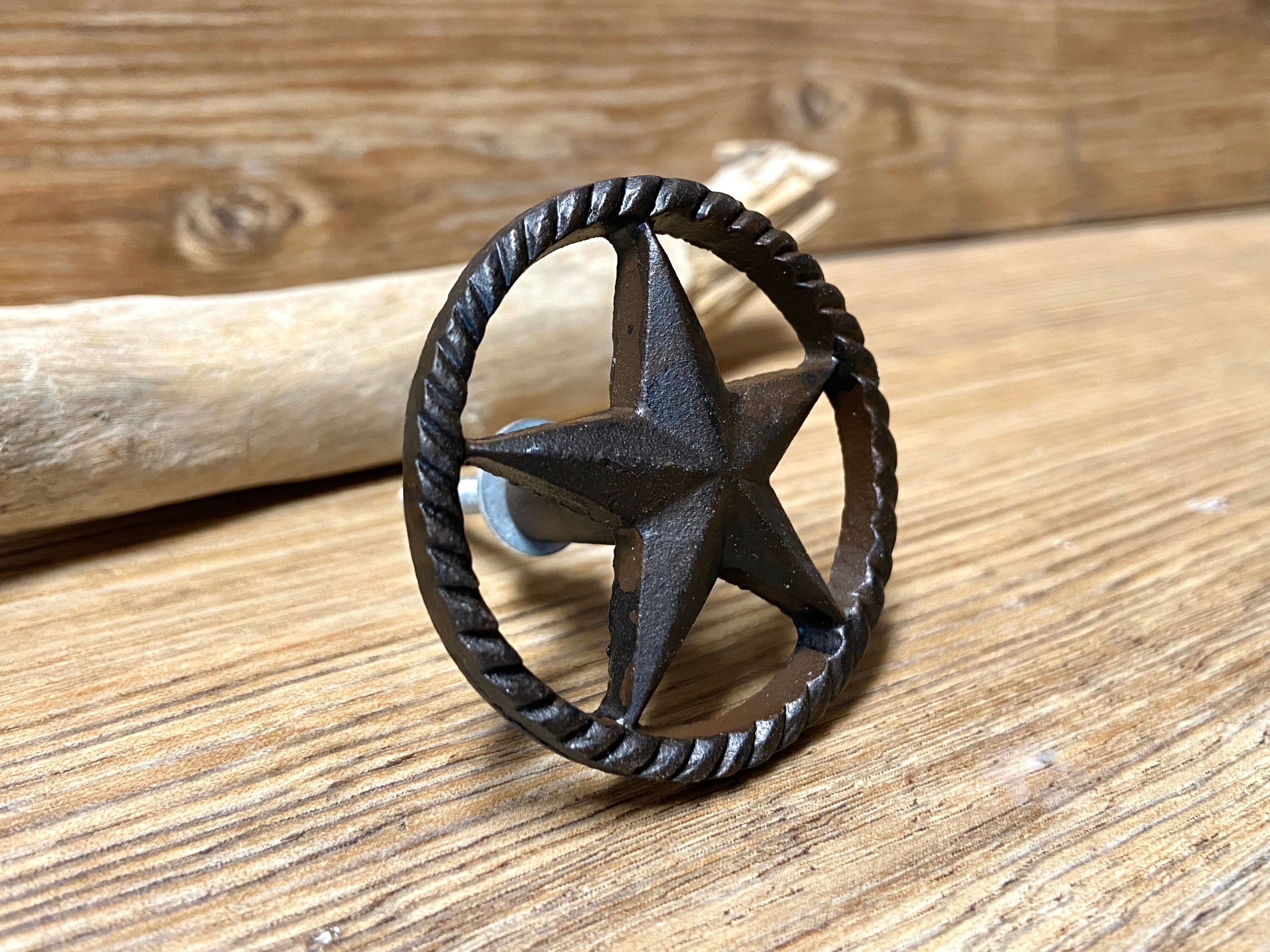 Western Style Rope & Star Cabinet Knobs - Drawer Pulls With Texas Star Design, Metal Hardware