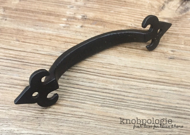 SET OF 4 large Black Hammered Metal Drawer Pull Natural Etsy